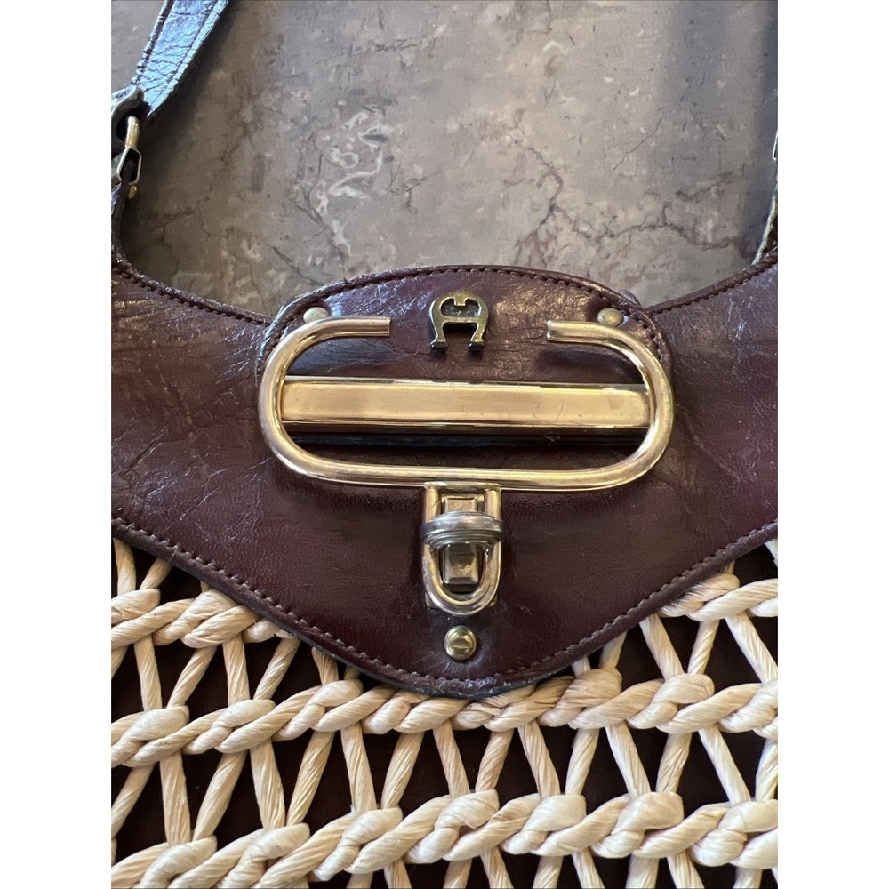 Vintage 1970's ETIENNE AIGNER Woven Wicker w/Leather Attachments - Picture 2 of 10